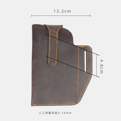 Vintage Outdoor Activity Genuine Leather Waist Phone Bag with Keychain