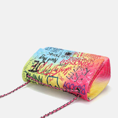 Large Crossbody Purse for Women Graffiti Quilted Handbag Shoulder Bag