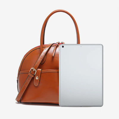 Retro Shell Bag For Women Soft Oil Wax Leather Tote