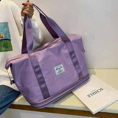 Super Large Capacity Waterproof Expandable Travel Handbag Expanding Two Layers