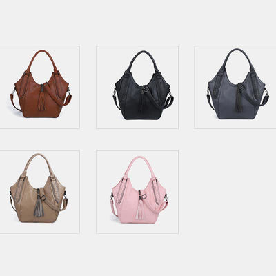 Hobo Bag for Women Tassel Ladies Handbags Leather Crossbody Shoulder Purse