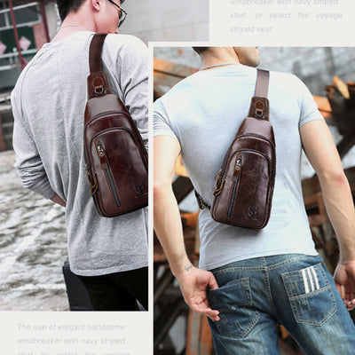 Genuine Leather Large Capacity Anti-theft Sling Bag