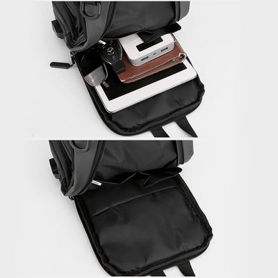 4 Way-use Lightweight Multi-Pocket Classic Sling Bag With USB Charging Port