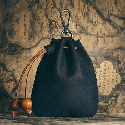 Vintage Coin Purse Genuine Leather Pouch Wallet Drawstring Storage Bag