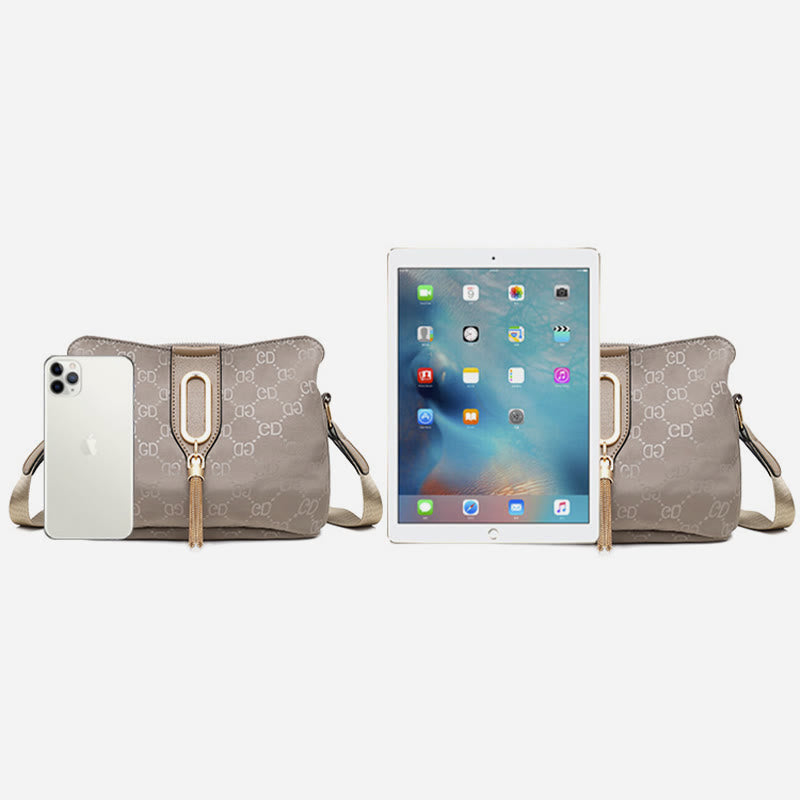 Nylon Crossbody Bag For Women Triple Compartment Elegant Shoulder Bag