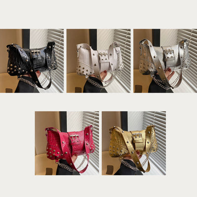 Crossbody Bag For Women Crocodile Pattern Retro Punk Party Bag