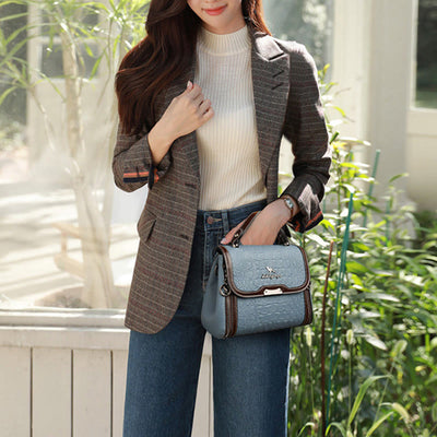Crocodile Print Handbag For Women Roomy PU Leather Crossbody Bag