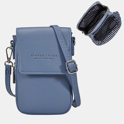 Mini Phone Bag For Women Leather Double Compartment Crossbody Bag