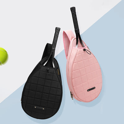 Racket Bag For Women Plaid Pattern Waterproof Polyester Crossbody Bag