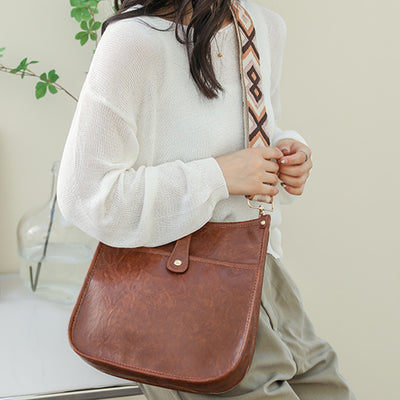 Crossbody Bag for Women PU Leather Vintage Adjustable Shoulder Bag