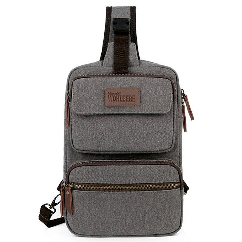 Men Canvas Sling Bag Multi-Pocket Scratch-Resistant Cross Body Bag
