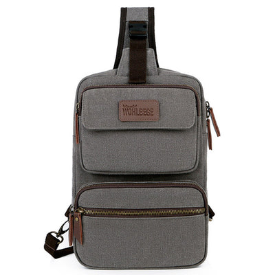 Men Canvas Sling Bag Multi-Pocket Scratch-Resistant Cross Body Bag