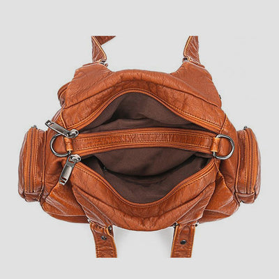 Tote Bag For Women Vintage Riveted Multi-Pocket Leather Crossbody Bag