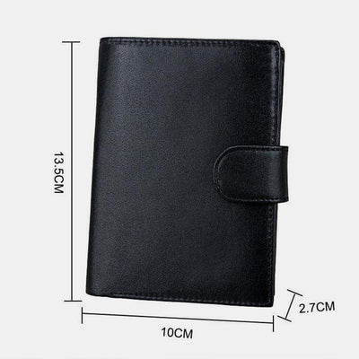 RFID Genuine Leather Card Holder Trifold Wallet
