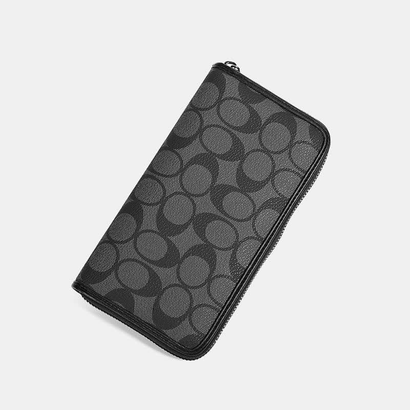 Leather Wallet for Men Zip Around Pattern Print Luxury Wallet Clutch