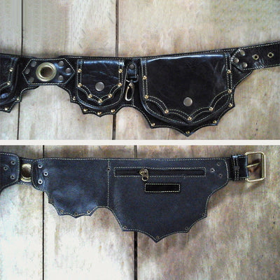 Waist Bag for Women Men Medieval PU Leather Rivets Waist Bag