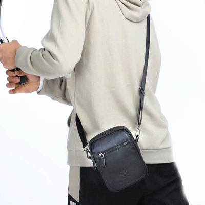 Genuine Leather Crossbody Bag for Men Messenger Bag Shoulder Bag