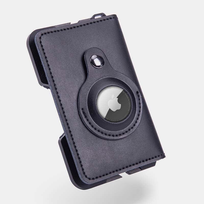 Genuine Leather Bifold Mens Leather Airtag Wallet BFID Blocking Card Holder