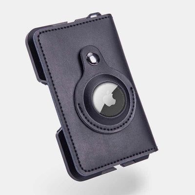 Genuine Leather Bifold Mens Leather Airtag Wallet BFID Blocking Card Holder
