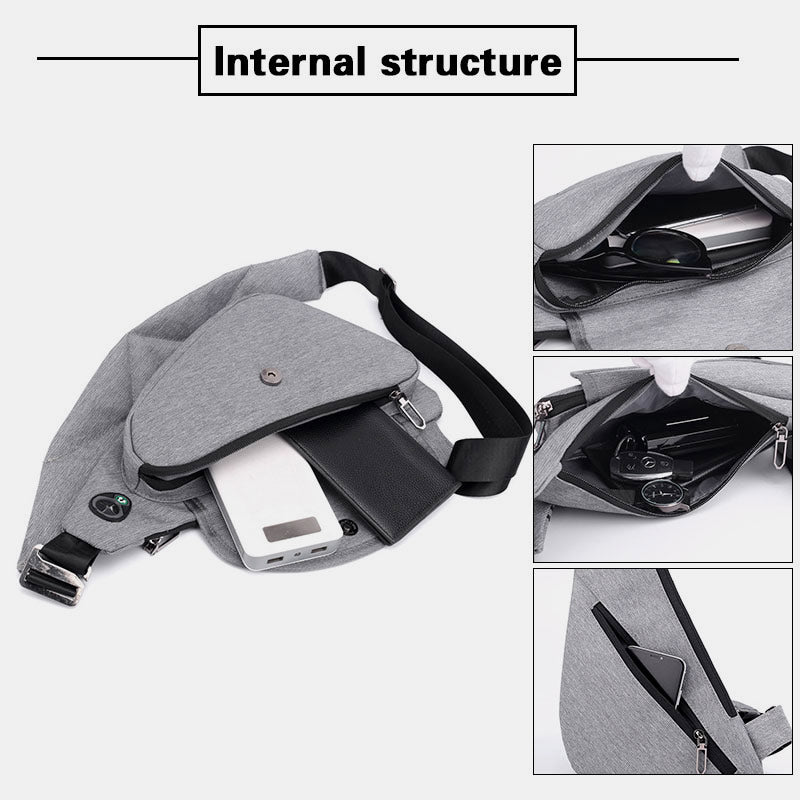 Waterproof Lightweight Multifunctional Anti-theft Casual Sling Bag With Headphone Jack