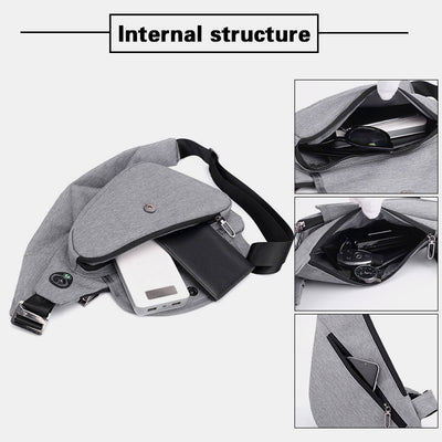 Waterproof Lightweight Multifunctional Anti-theft Casual Sling Bag With Headphone Jack