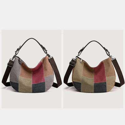 Large Capacity Vintage Stitching Color Dumpling Crossbody Bag