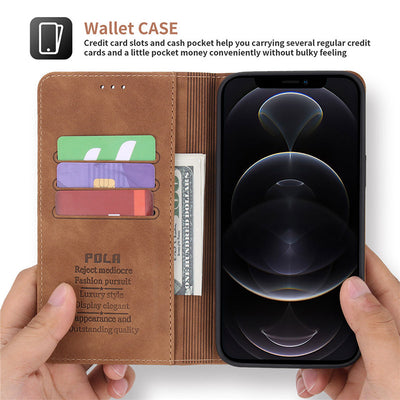 iPhone 13 Pro Max Leather Wallet Case Magnetic Case with Stand Card Slot