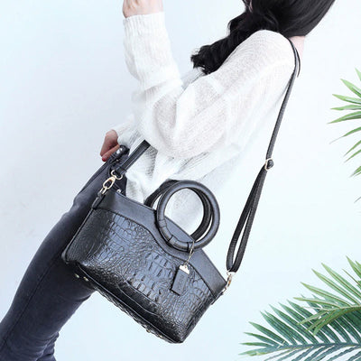 Large Capacity Vintage Embossing Crossbody Bag Top-Handle Bag