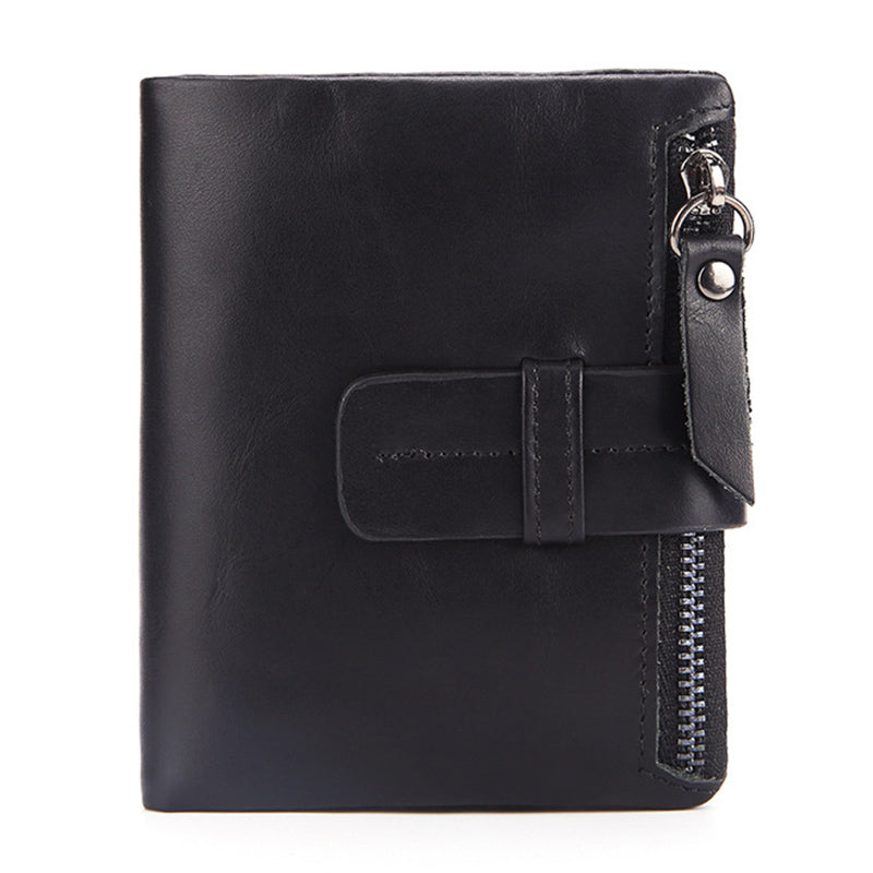 Vintage Genuine Leather Short Wallet Men's Purse Front Pocket Wallet