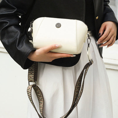Retro Floral Wide Strap Crossbody Bag for Women