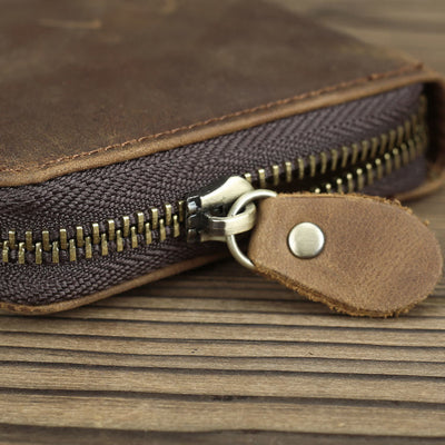 Retro Leather Wallet Multifunctional Small Zipper Purse For Men