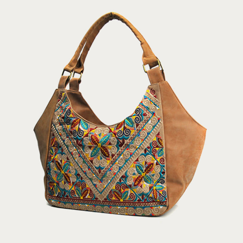 Tote For Women Travel Ethnic Style Pattern Leather Shoulder Bag