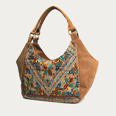 Tote For Women Travel Ethnic Style Pattern Leather Shoulder Bag