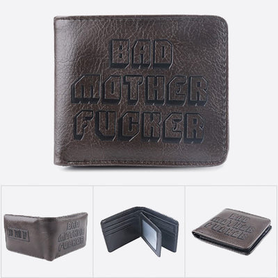 Bad Mother F**ker Print Wallet For Men Vegan Leather Purse