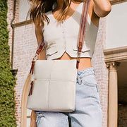 Wide Strap Crossbody Bag for Women Vegan Leather Shoulder Purse
