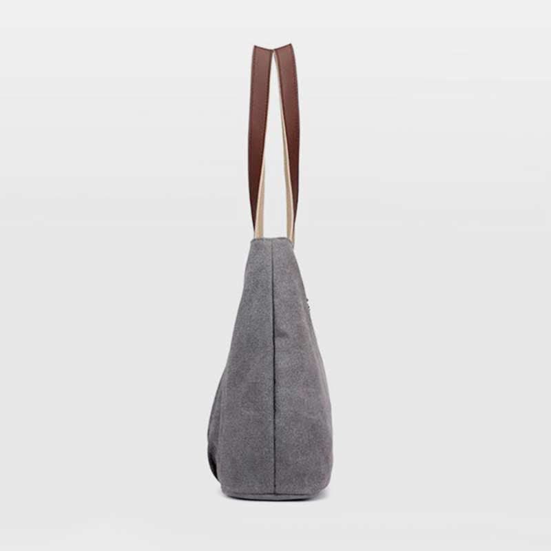 Multi-Pocket Casual Canvas Tote Handbags for Women Shoulder Bag Top-Handle Satchel