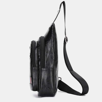 Leather Sling Bag for Men Outdoor Travel Chest Pack Daypack Backpack