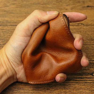 Leather Wallet For Men Double Folding Vintage Short Zipper Purse