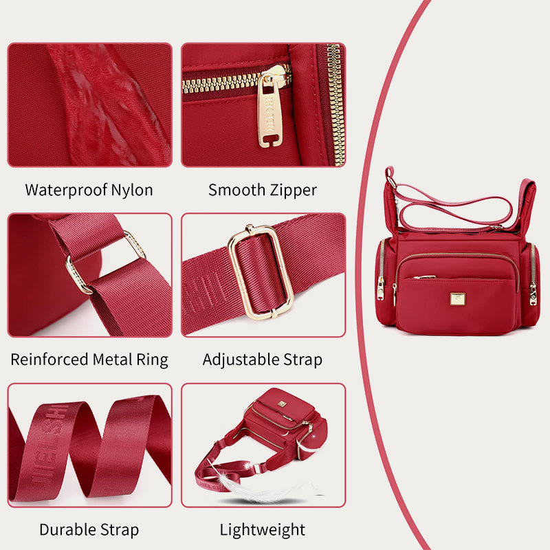 Nylon Crossbody Bag For Women Daily Outfit Multiple Pockets Purse