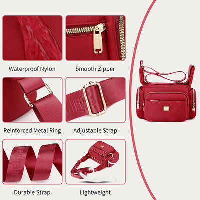Nylon Crossbody Bag For Women Daily Outfit Multiple Pockets Purse