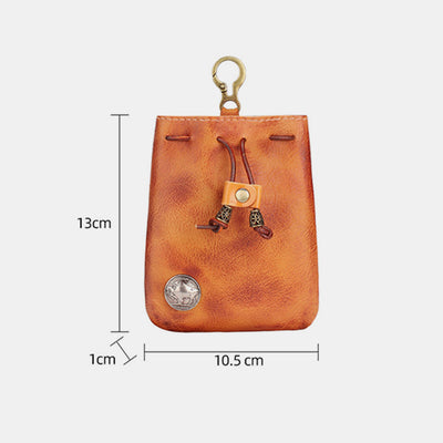 Multiple Use Genuine Leather Drawstring Pouch Coin Purse Jewelry Storage Bag
