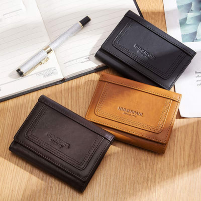 Trifold Roomy Leather Wallet RFID Blocking Anti-theft Wallet