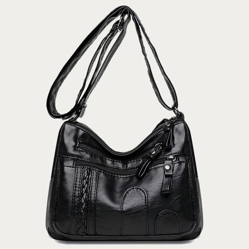 Minimalist Tote Soft Leather Wide Shoulder Strap Crossbody Purse