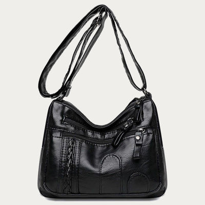 Minimalist Tote Soft Leather Wide Shoulder Strap Crossbody Purse