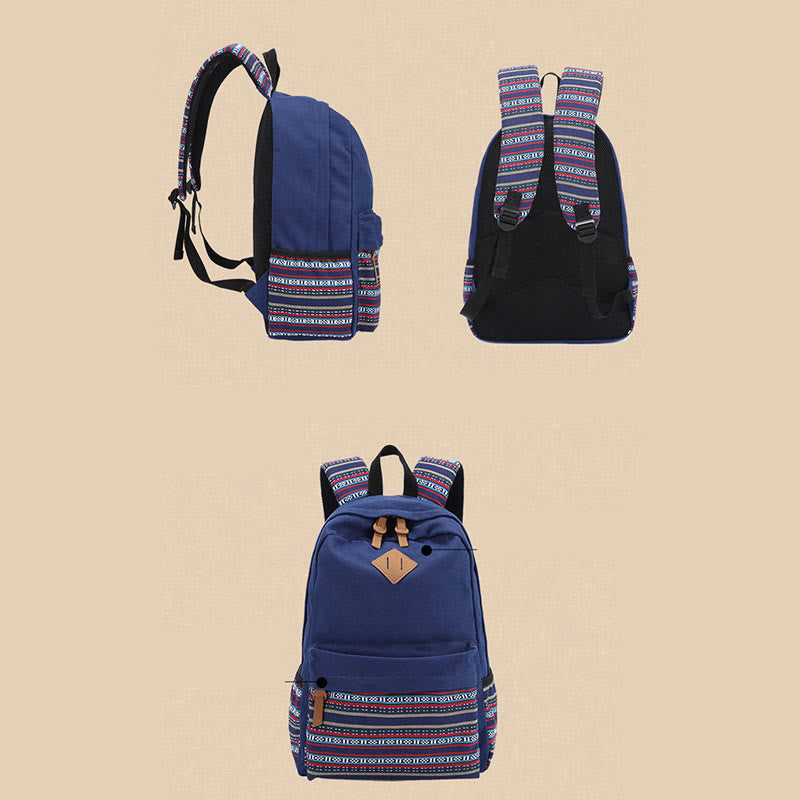 Backpack for Women Colorful Stripe Custom Canvas Student Sport Daypack