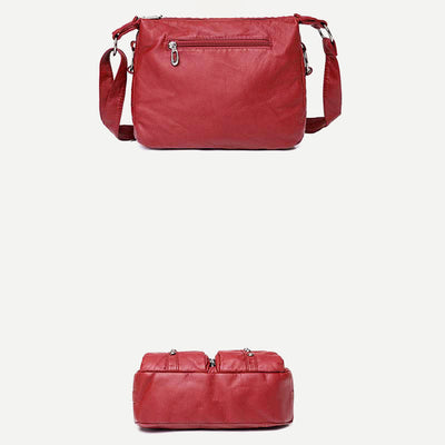 Mulit-Pocket Crossbody Purse for Women Retro Rivets Leather Shoulder Handbag
