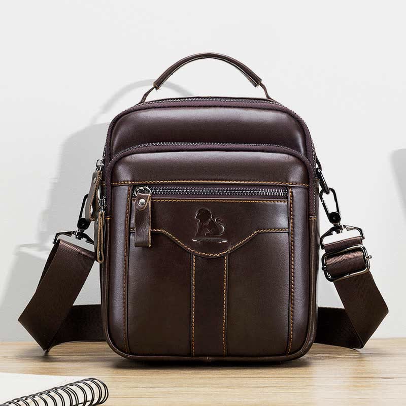 Multi-pocket Real Leather Small Messenger Bag Shoulder Purse Travel Carry Bag