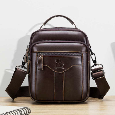 Multi-pocket Real Leather Small Messenger Bag Shoulder Purse Travel Carry Bag
