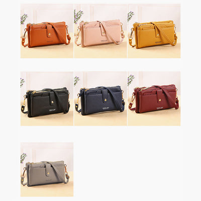 Double Compartment Phone Bag For Women Multifunctional Leather Crossbody Bag