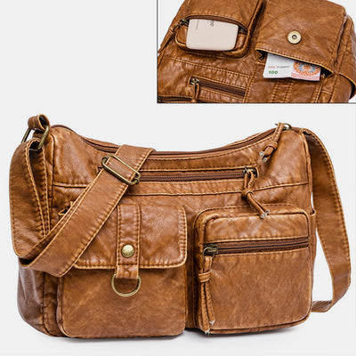 Multi-Pocket Large Capacity Vintage Crossbody Bag